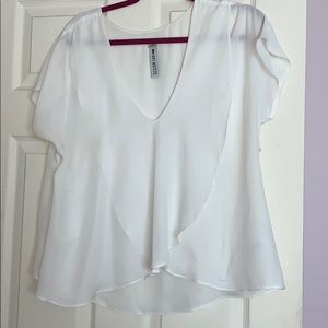 Design Lab white chiffon blouse with ruffle.